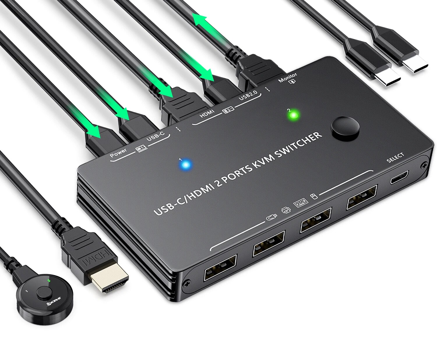 Ʈ 3 USB C HDMI KVM ġ, 4K 60Hz, USB C Ÿ KVM ó, 87W PD , 2 ǻ ƺ 1 HDMI 